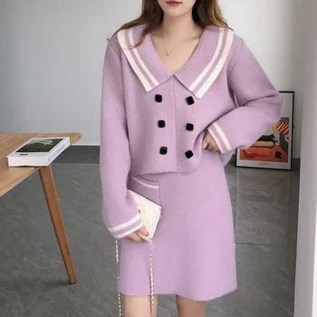 

Fashion Celebrity Style Temperament Outfit Women's Early Autumn 2020 Autumn soft Sweater + Skirt Two-Piece Set