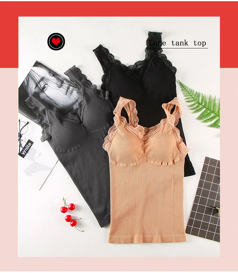 Goddess Camisole женский плюс бархатный теплый жилет Фитнес Сексуальная кружевная основа Одежда Нижнее облегающее белье большой размер Базовая рубашка