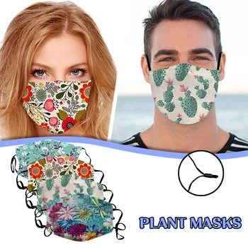 

5PCS Adult Printed Masks Washable Face Masks Adjustable Buckle Protective PM 2.5 Dust Mouth Cover Washable Reusable Mouth Mask