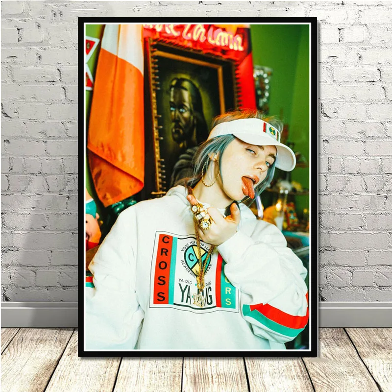 Постер и принты Горячая Billie Eilish музыкальная певица поп-звезда рэп настенная живопись холст настенные картины для гостиной домашний декор - Цвет: 14