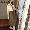 Beiyingni High Waist Women Skirt Casual Vintage Solid Belted Pleated Midi Skirts Lady 11 Colors Fashion Simple Saia Mujer Faldas ► Photo 3/6