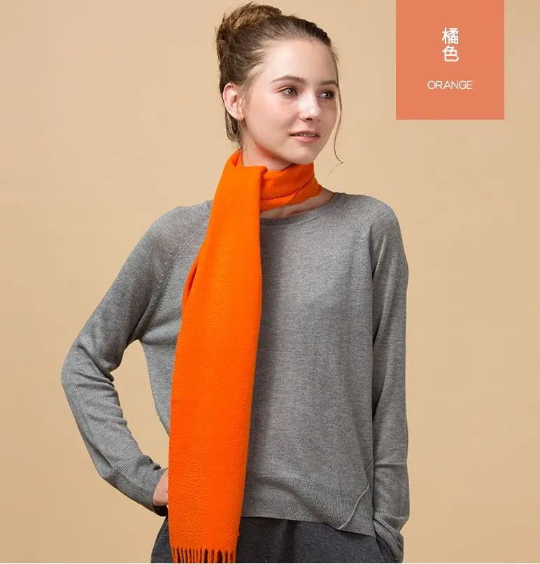 09 orange Шарф унисекс,, женский, мужской, лучшее качество, кашемир,, шарф из пашмины, с кисточками, для женщин и мужчин, шарф, зимний - Цвет: 09 orange