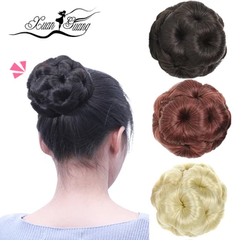 

DIANQI The donut bun wig for women has long curly hair with nine flowers and hairpin for heat resistant wigs