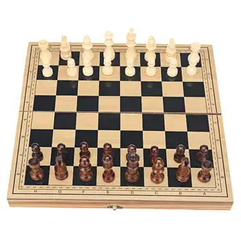 

Folding Portable 2 in 1 Chess Set Backgammon Wooden Chessboard Wood Table Board Games Magnetic Chess Pieces Travel Games Box