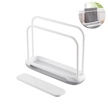 

Detachable Towel Storage Rack Dishcloth Sponge Drying Rack Quick-Drying Water-Absorbing Double Rod Rag Stand (White， Gasket colo