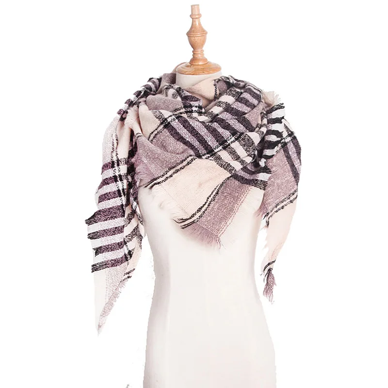 Прямая поставка, розовый шарф Европа и Америка, Зимний шиповник, клетчатый женский шарф, треугольное полотенце, шаль, зимний шарф