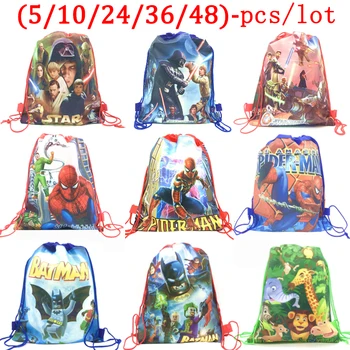 

Disney Baby Shower Non-Woven Fabric Birthday Party Gift Bag Star Wars Drawstring Backpack For Boy Kids Favors Child Gifts Bags