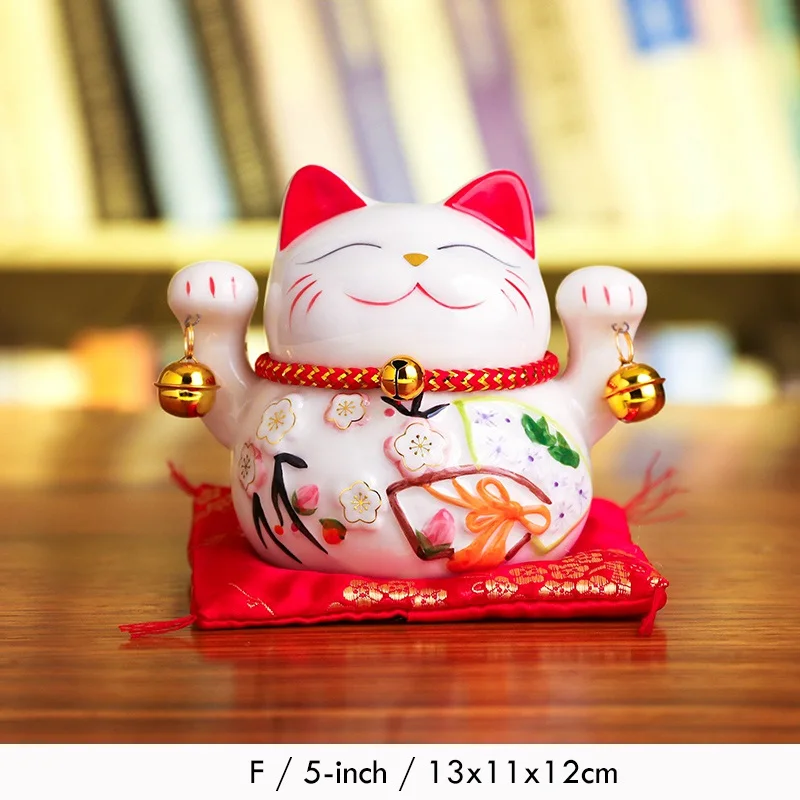 5 дюймов Maneki Neko Lucky украшения "кошки" Керамическая Фортуна статуя кота подарок для украшения дома фэн-шуй манящая копилка - Цвет: F