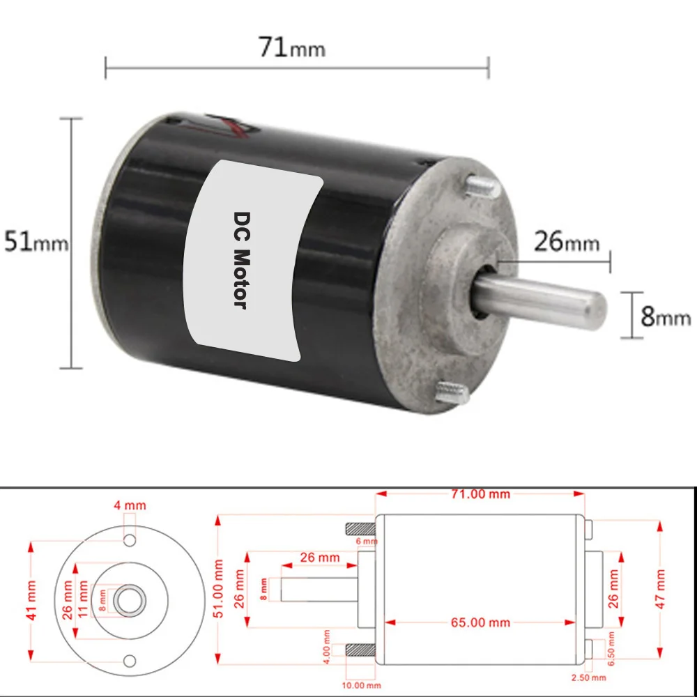 PM11 12V 3000 RPM, Permanent Magnet DC Motor