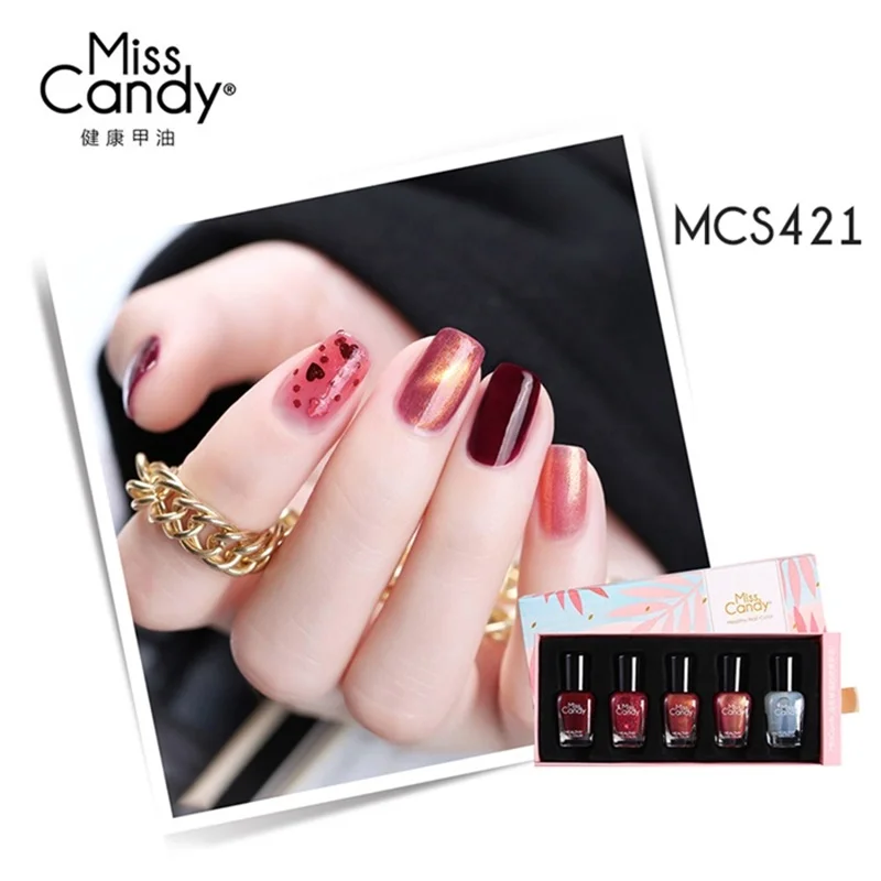 MCS421 5-piece set Miss Candy набор для снятия лака для ногтей здоровая Зачистка нетоксичный тупой кошачий глаз Halo краситель пять бутылок дополнительно красочный лак для ногтей - Цвет: MCS421 5-piece set