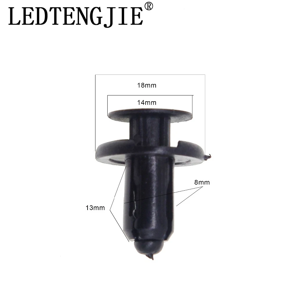 

LEDTENGJIE Car Fastener Clip 100 Pcs YT-1260 Diameter 8mm Bumper Piercing Nail Push-type Rivet Snaps for TOYOTA Repair Fasteners