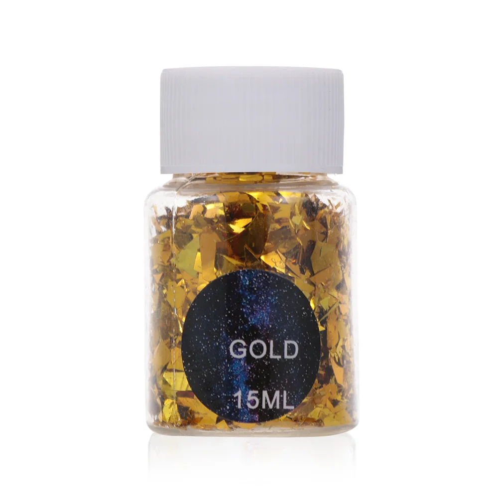 Gold 15ml Material UV Epoxy Resin Mold Colorful Shell Sugar BrokenPieces Flashing Debris Making Jewelry Filling for DIY Jewelry craft - Цвет: Gold