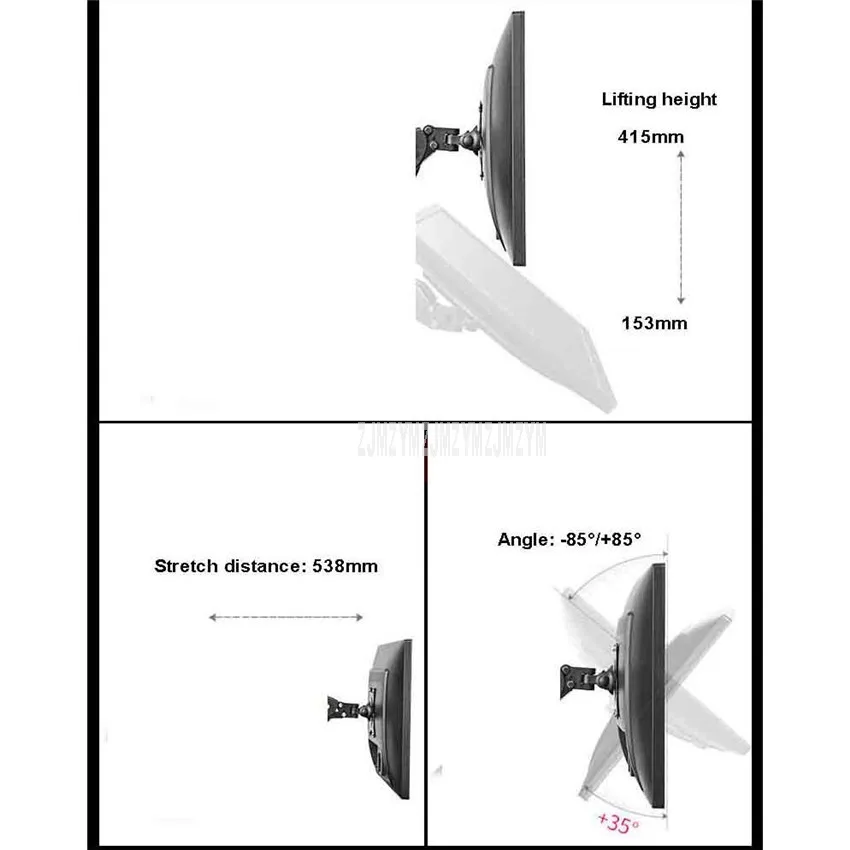 Desktop LCD Monitor Mount Stand Display Screen Rack Holder Rotating Display Monitor Bracket Fit for 17"-27" Max Support 9KG