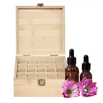 

Essential Oil Storage Box Pine Wood Holder Safe For Carrying And Home Storage Display 25 Bottles For 5 ML 10 ML And 15mL