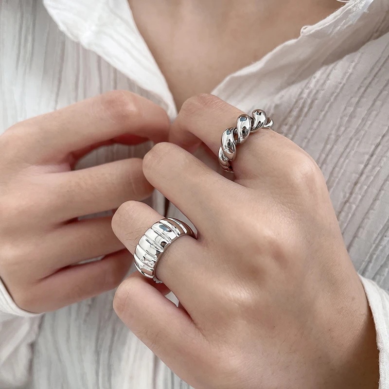 Opening Ring Irregular Geometric Oval Hollow Out For Women Girls Party Jewelry Gift