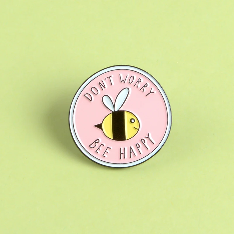 Qihe ювелирные изделия розовый милый насекомое пчела лацкане эмаль булавки "не волнуйтесь пчела Счастливый" броши значки, одежд сумки булавки подарок для друзей