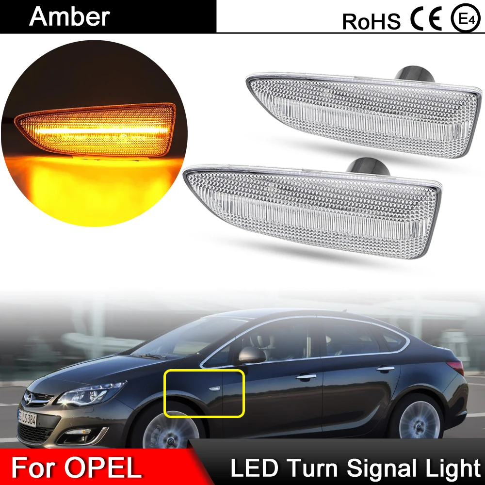 

2Pcs Error Free Clear Lens LED Side Marker Light Amber Turn Signal Lamp For Opel Astra-J Astra-K Zafira Crossland Insignia