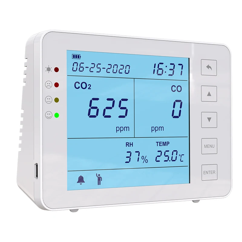 LCD display Air quality monitor, CO2 meter multi-functional gas detector for CO2,CO Temp, RH
LCD display Air quality monitor, CO2 meter multi-functional gas detector for CO2,CO Temp, RH