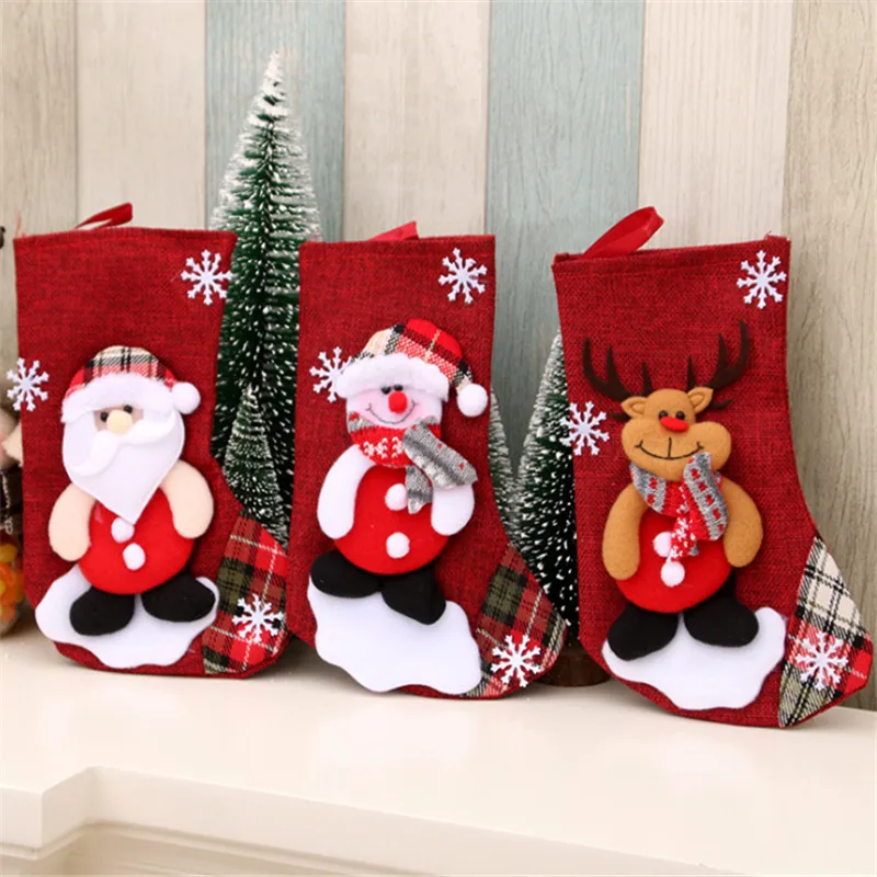 Рождественская сумка для носков, рождественские чулки, мини-носок, Санта-Клаус, конфеты, Детская Подарочная сумка, Рождественские елочные игрушки, Прямая