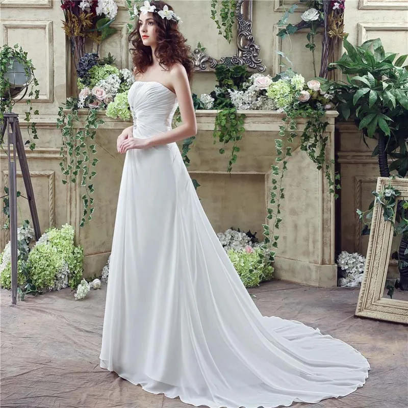 Alilove 2019 Wedding Dress Simple Sexy Lace Woman Appliques Draped Luxury Satin Beach |