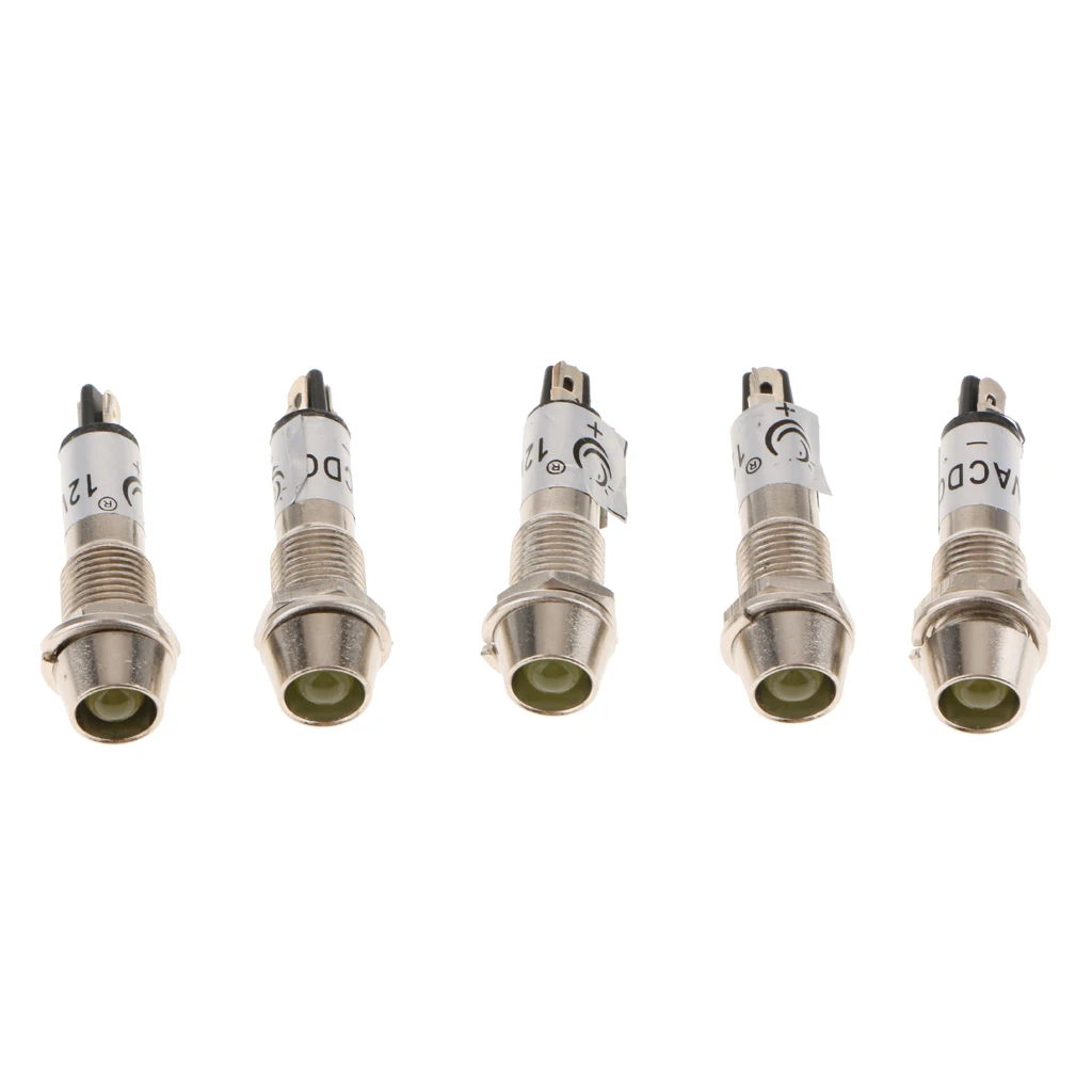 5 Pieces 12V DC 8mm XD8 1 Indicator Led Metal Signal Lights Lamps Bulb