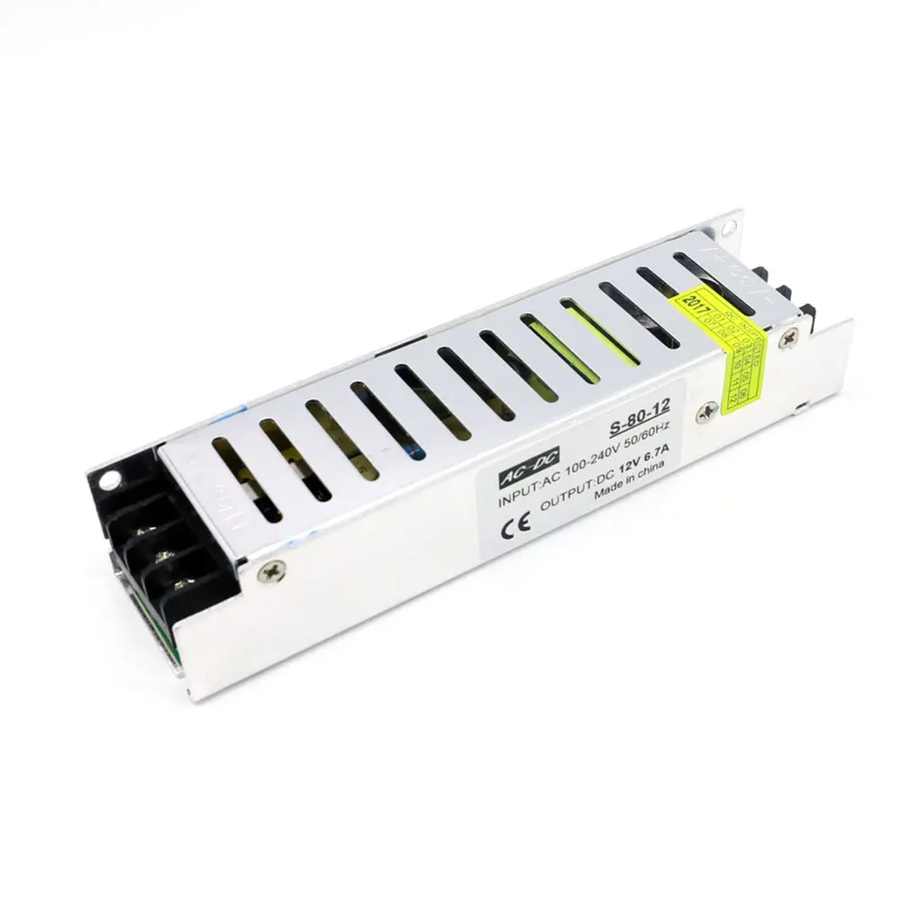 

Lighting transformer power supply AC adapter 100V-240V to DC 12V 80W mini size model voltage Converter for LED strip
