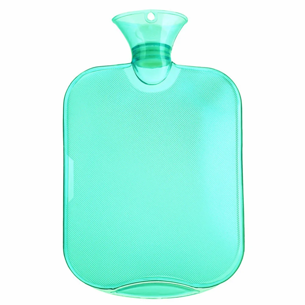 2L Transparent Hand Warmer Leakproof Office Thicken Soft Hot Water Bottle Winter PVC Portable Home Heating Explosion Proof - Цвет: Зеленый