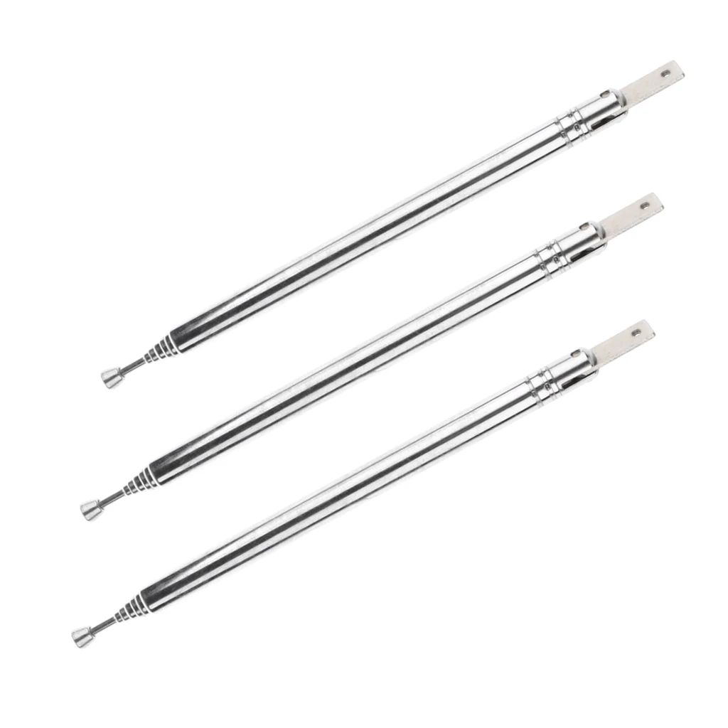 Premium Radio Stainless Steel Replacement Telescopic Antenna 7 Section (Pack of 3)