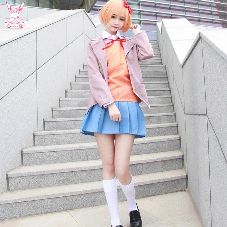 Doki, Клубная игра, аниме, косплей, Sayori cos, вечерние, на Хэллоуин, для мужчин и женщин, японская форма Jk, костюм для косплея