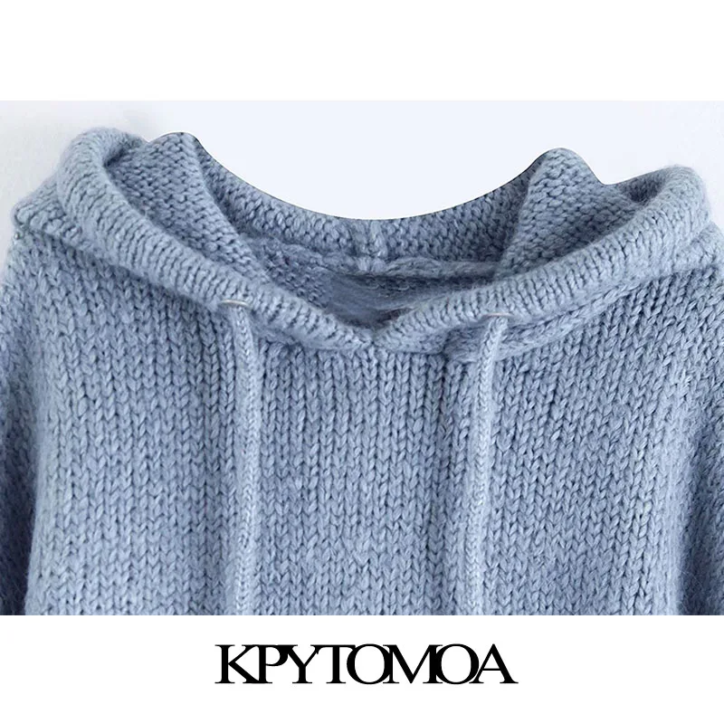 Vintage Stylish Patchwork Loose Knitted Sweatshirts Women 2020 Fashion Hooded Long Sleeve Female Pu