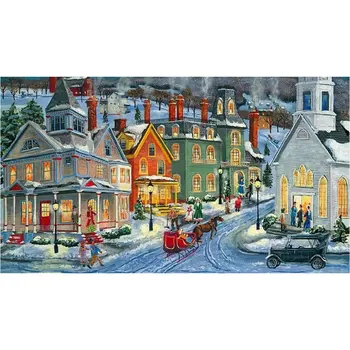 

5d diy diamond painting full square Diamond embroidery Christmas town snow scene diamond mosaic new arrivals hobby decoration