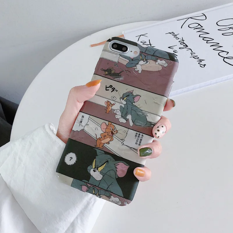

Cartoon version Cat and mouse phone case for iPhone X XS 8 7 6 6S PluS XR XSmax PC hard shell matte drop protection back cover