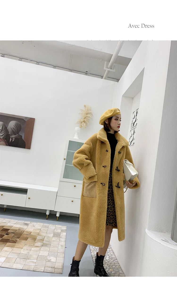 Пальто с большими шипами из овечьей шерсти г., зимняя модная новинка, длинная куртка из овечьего меха, теплая куртка с искусственным мехом