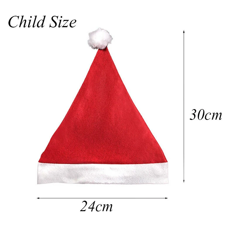 10pcs Felt Santa Hats Christmas Non-woven Hat for Holiday Christmas Xmas Cap S7JN