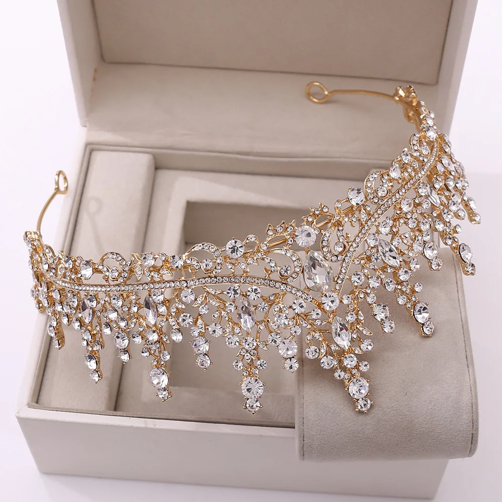 Jewelry Accessories Hair Accessory Hair Headdress Bridal Headwear Hair Band Crown Baroque Retro Rose Gold Color Crystal Bridal Tiaras Crown Rhinestone Pageant Prom Diadem Bride Headband Wedding Hair Accessories