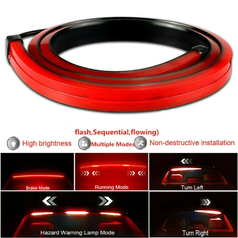 

Car Styling Trunk Tail Brake Light High Mount Additional Stop Rear Tail LED Strip Running Turn Signal Accessories For Auto