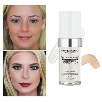 

High Gloss Liquid Foundation Moisturizing Cover Blemishes Brighten Skin Concealer Foundation Makeup Color Changing Foundation