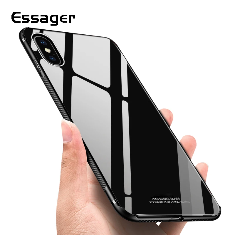 Essager класса люкс Стекло чехол для iPhone X 8 7 Plus мобильный телефон оболочки закаленное Стекло задняя крышка для iPhone 8 Plus, 7 Plus, iPhone X 10 Coque Fundas Capinha