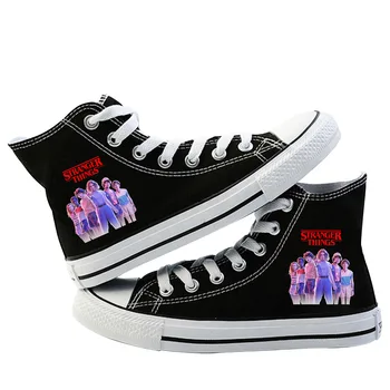 

2020 Stranger Things Black Sneakers Women Canvas Shoes Spring Summer Women Sneakers Flat Shoes Women's Slipony Women Casual