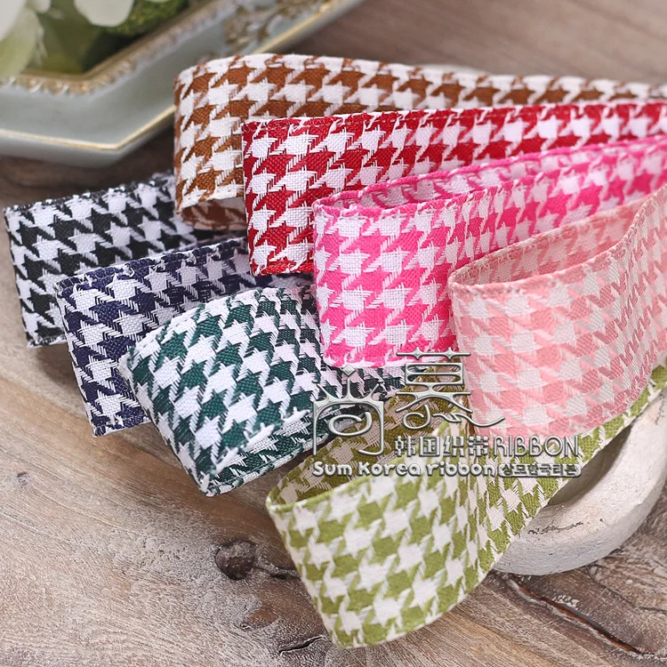 

100yards 25mm 40mm houndstooth plaid ribbon for garment apparel accessories hair bow diy craft supplies bouquet gift packing