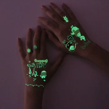 

Luminous Fake Tattoo Christmas Day sock penguin snow Flash Taty Tatouage Glowing in Dark Waterproof Temporary Tatoo Sticker kid