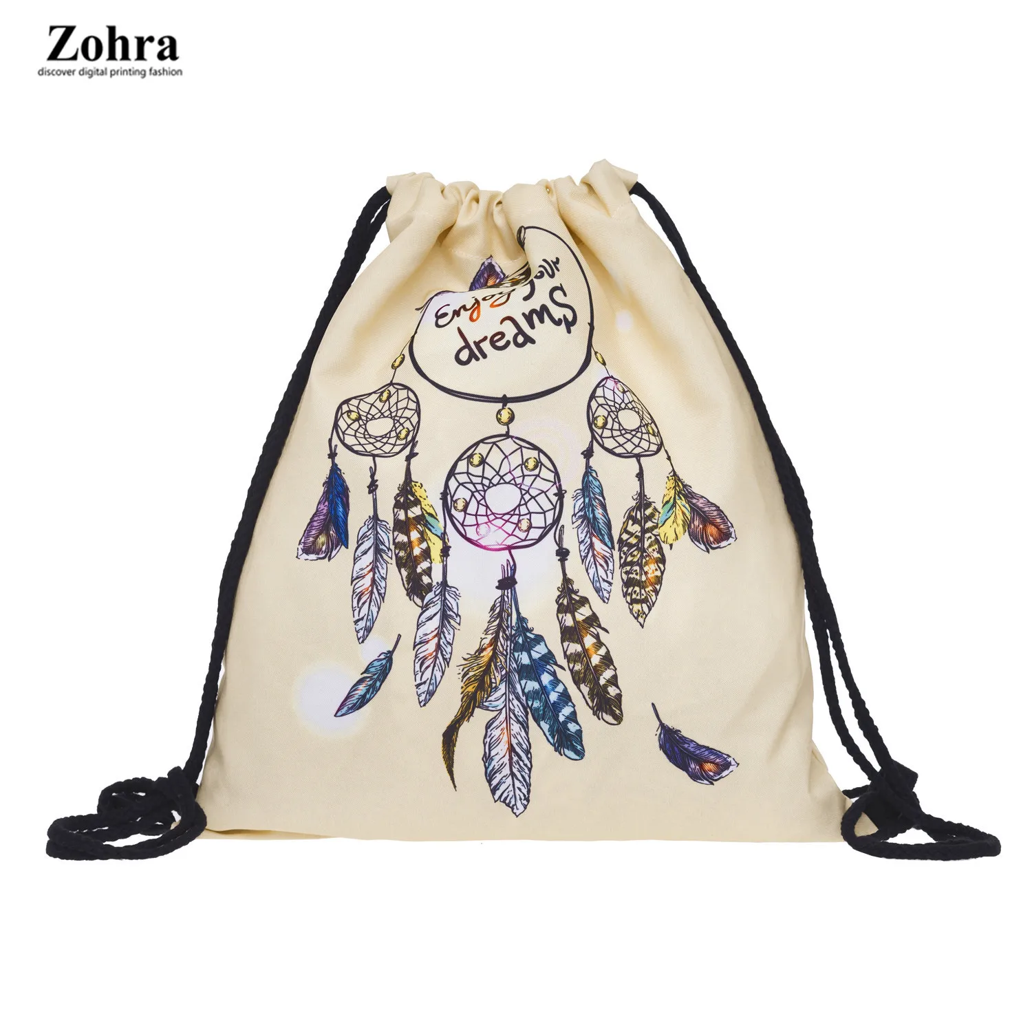 

Zohra New Style 3D Digital Printing Children Drawstring Bag Environmentally Friendly Shopping Storage Drawstring Backpack Drawst