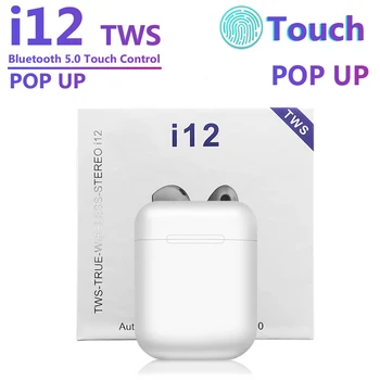 

I12 TWS Bluetooth 5.0 Headphones Wireless Sports Sweatproof Earphones Popup Headset Touch Portable Earbuds i11 i7s i20 i60