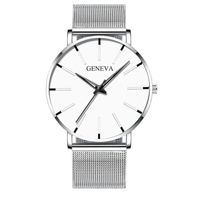 M silver white Relojes Masculino, модные мужские черные часы, роскошные часы из нержавеющей стали с ремешком, аналоговые кварцевые наручные часы, мужские деловые повседневные часы - Цвет: M silver white