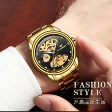 FNGEEN Reloj de pulsera para hombre, cronógrafo mecánico de doble cara, resistente al agua, 50M