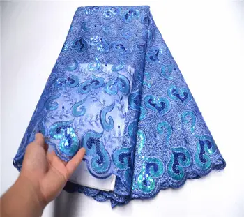 

Organza Lace Embroidery Sequins Lace Fabric for Wedding Party African French Tulle Lace Fabric With Sequins PSA839-5