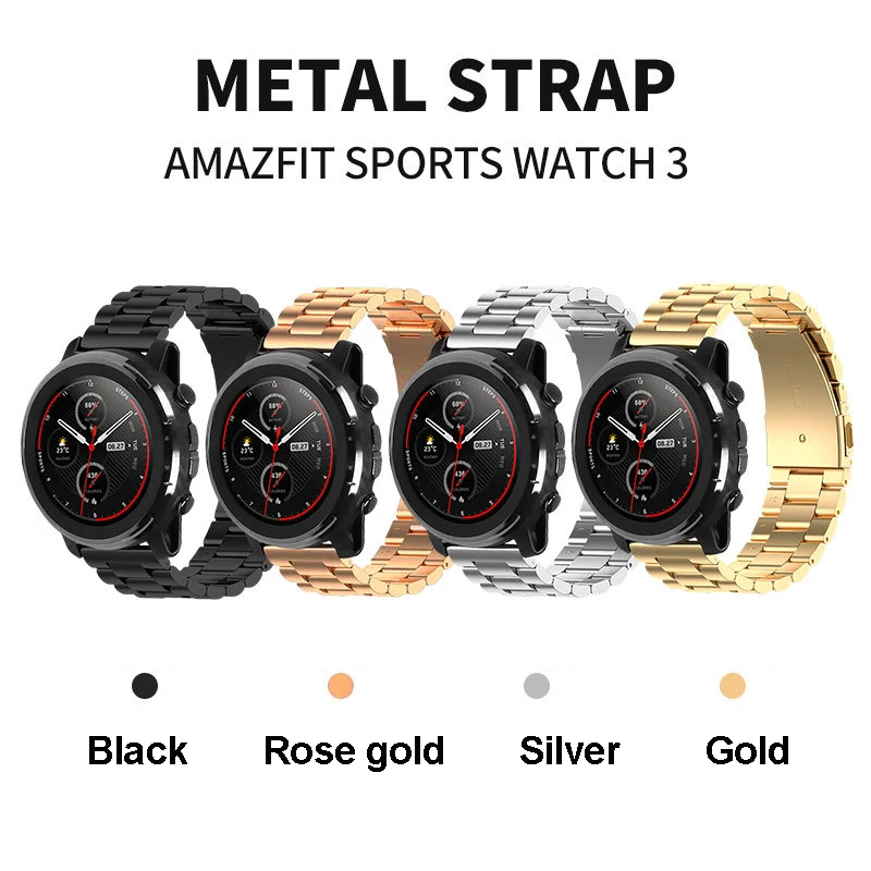 22 мм нержавеющая сталь ремешок для Xiaomi Huami Amazfit Stratos 3/2/2s умный браслет