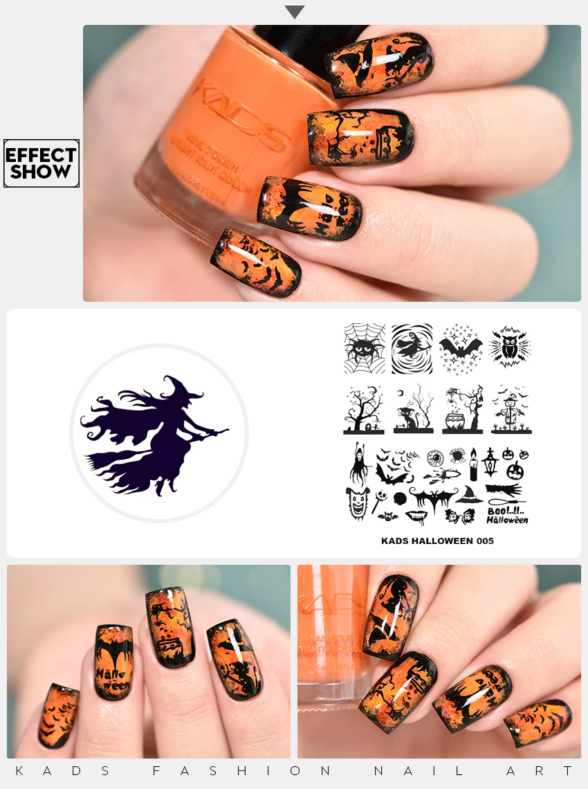 Halloween Nail Art Stamping Plates Ghost Pumpkin Bat Pattern Nail Stamp Template Image Polish Transfer DIY Tools For Nail Art