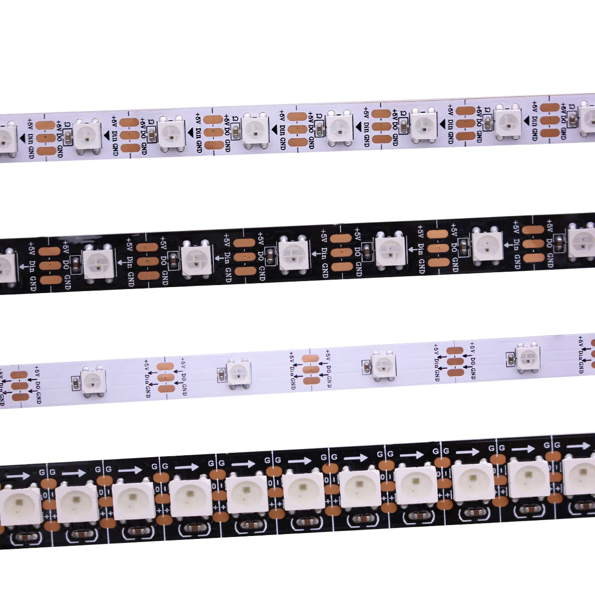 Умная светодиодная Пиксельная лента WS2812B 1 м/5 м черная/белая печатная плата 30/60/144