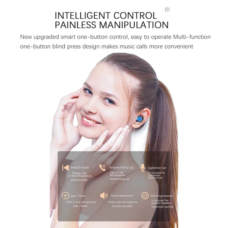 2000 мАч беспроводные Bluetooth наушники спортивные наушники Tws игровая гарнитура мини-наушники светодиодный дисплей